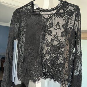 💕H&M 💕DIVIDED Sheer black long sleeve top